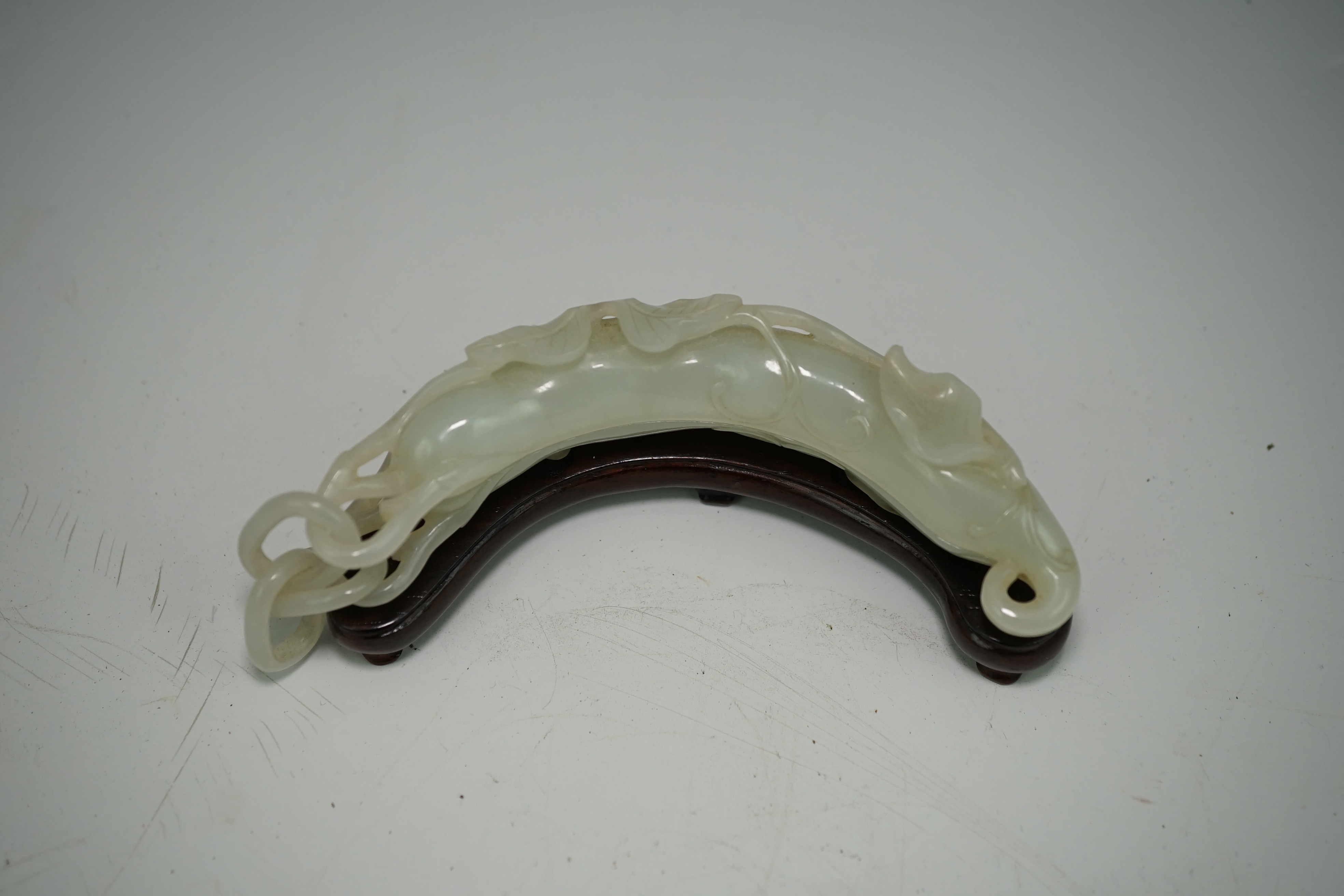 An unusual Chinese white jade ‘bean pod’ box and cover, 18th-19th century